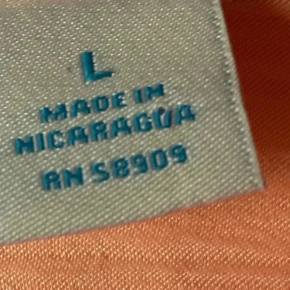 CARIBBEAN MENS SOZE LARGE BUTTON DOWN SHIRT PEACH COLOR CRINKLE LOOK CLEAN - Picture 4 of 12